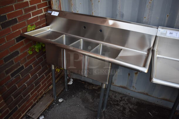 BRAND NEW SCRATCH AND DENT! KoolMore SC101410-1283 Stainless Steel Commercial 3 Bay Sink w/ Dual Drain Boards. 54x20x45. Bays 10x14x10 - Image 2 of 6