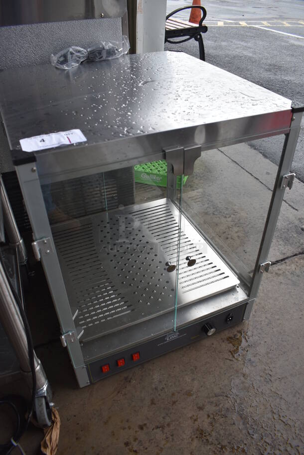 BRAND NEW SCRATCH AND DENT! 2022 Carnival King 382HPW18D2S Stainless Steel Commercial Countertop Display Warmer Merchandiser. Has Broken Shelf Hangers. 120 Volts, 1 Phase. 22.5x23x28. Tested and Working! - Image 3 of 7