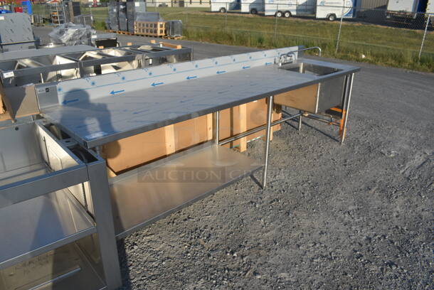BRAND NEW! Stainless Steel Table w/ Sink Bay, Faucet, Handles and Under Shelf. Bay 20x21x15. - Image 7 of 7