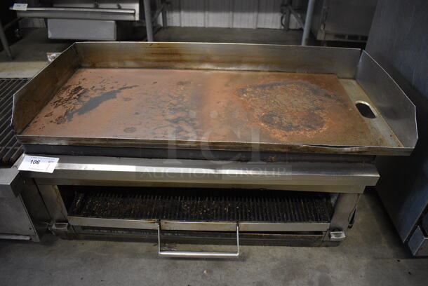 Stainless Steel Commercial Countertop Natural Gas Powered Flat Top w/ Cheese Melter. 42x24x21