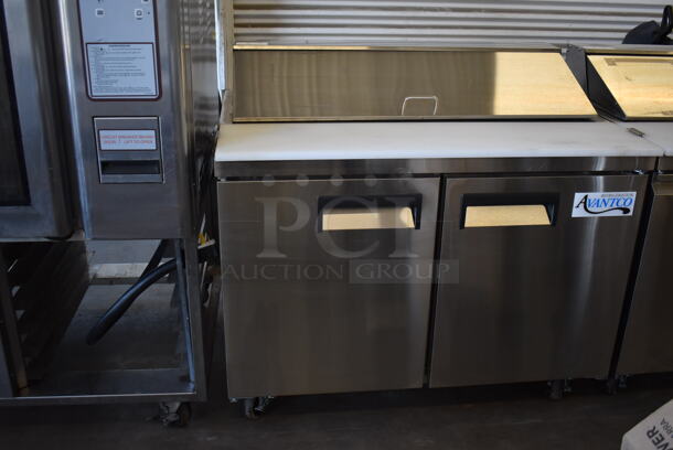 Avantco 178APT48HC Stainless Steel Commercial Sandwich Salad Prep Table Bain Marie Mega Top on Commercial Casters. 115 Volts, 1 Phase. 47x30.5x42.5. Tested and Powers On But Does Not Get Cold - Image 2 of 11