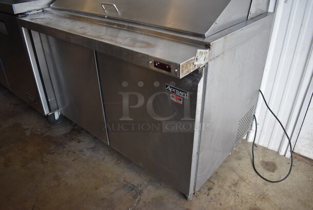 Adcraft SLM-2D Stainless Steel Commercial Sandwich Salad Prep Table Bain Marie Mega Top on Commercial Casters. 115 Volts, 1 Phase. 47x34x46.5. Tested and Powers On But Does Not Get Cold - Image 3 of 9