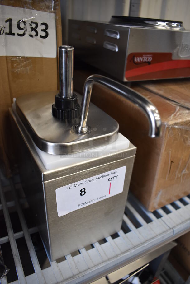 BRAND NEW IN BOX! ServSense Single 2 Qt. Stainless Steel Condiment Dispenser. 5x12x13 - Image 3 of 5