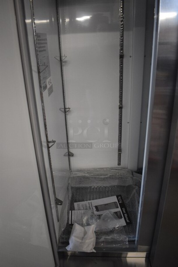 BRAND NEW SCRATCH AND DENT! Avantco Model 178A35RHC Stainless Steel Commercial 2 Door Reach In Cooler w/Poly Coated Racks on Commercial Casters. 115 Volts, 1 Phase. 39x30x82.5. Tested and Working! - Image 4 of 5