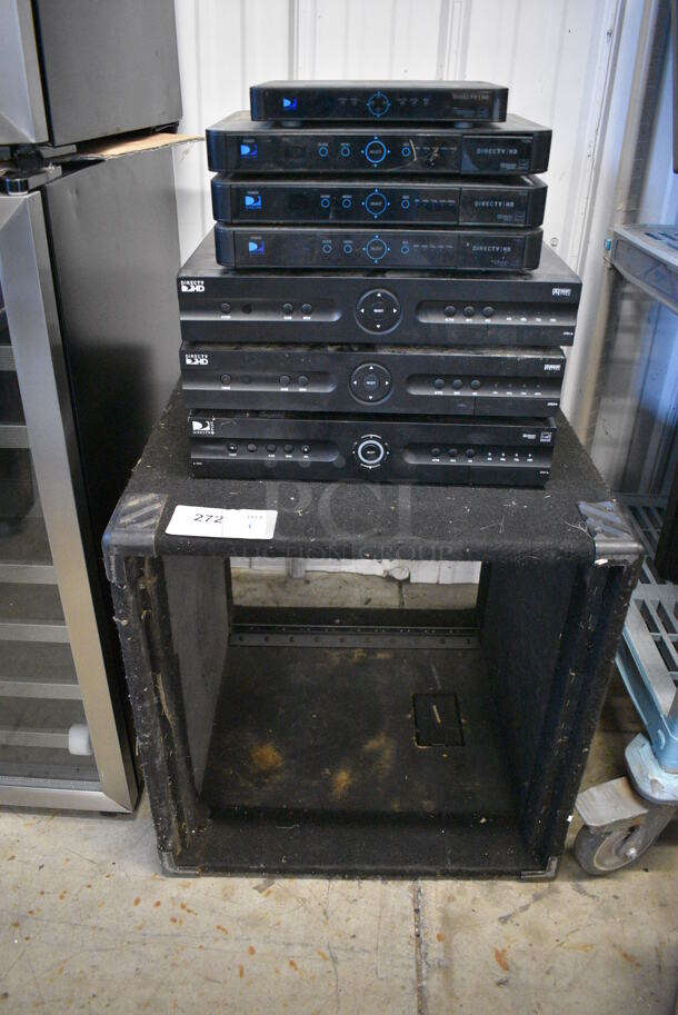 ALL ONE MONEY! Lot of 7 Directv Boxes and Black Frame. 22x22x22