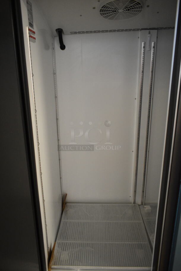 BRAND NEW SCRATCH AND DENT! Beverage Air SF2HC-1S Stainless Steel Commercial 2 Door Reach In Freezer w/ Poly Coated Racks and Commercial Casters. 120 Volts, 1 Phase. Tested and Working! - Image 8 of 9