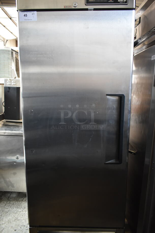 Turbo Air TSR-23SD Stainless Steel Commercial Single Door Reach In Cooler w/ Poly Coated Racks on Commercial Casters. 115 Volts, 1 Phase. Tested and Powers On But Does Not Get Cold - Image 3 of 7