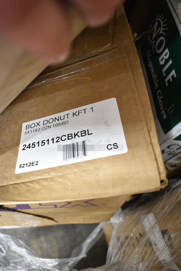 PALLET LOT of 32 BRAND NEW Boxes Including 712B5548D Steelton Stainless Steel Double Tier Speed Rail - 48", Kimberly-Clark Professional 55760 Gray C-Fold / Multifold Countertop Paper Towel Dispenser, Choice Shoe Covers, 24515112CBKBL Baker's Lane 15" x 11 1/2" x 2 1/4" Kraft Auto-Popup Donut / Bakery Box - 100/Bundle, 966TALLFLDN Choice Kraft Natural Tall-Fold 6" x 13" Dispenser Napkin - 8000/Case, Libbey 840-520R-8 Porcelana Rolled Edge Coupe Platter 8" x 6 1/4" Bright White Oval Porcelain - 36/Case, 407ALSC12 Choice 12 oz. One-Piece Aluminum Scoop, 395TO961 EcoChoice 9" x 6" x 3" Compostable Sugarcane / Bagasse 1 Compartment Take-Out Container - 200/Case, 129MCR24B Choice 24 oz. Black Round Microwavable Heavy Weight Container with Lid 7 1/4" - 150/Case, AD12 Genpak 12 oz. Clear Hinged Deli Container - 200/Case, 999IC16B Choice 16 oz. Blue Paper Frozen Yogurt / Food Cup - 50/Pack. 32 Times Your Bid!  - Image 6 of 12