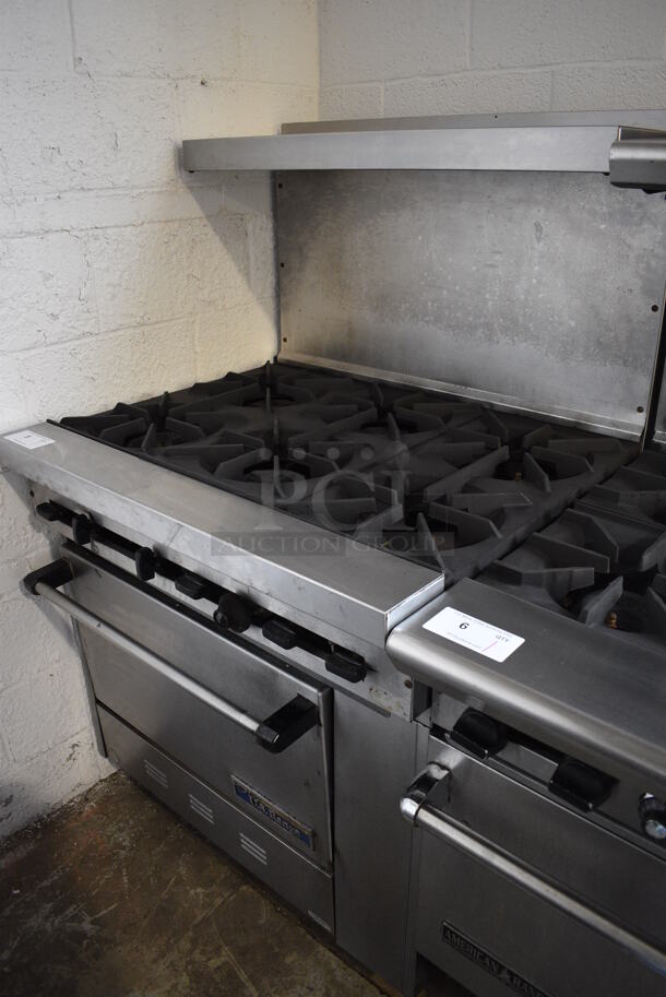US Range Stainless Steel Commercial Natural Gas Powered 6 Burner Range w/ Oven, Over Shelf and Back Splash. 30,000 BTU. 36x33x58 - Image 3 of 6