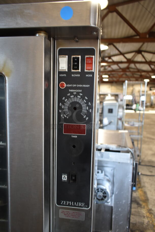 2 Blodgett Zephaire-200-G Stainless Steel Commercial Natural Gas Powered Full Size Convection Ovens w/ View Through Doors, Metal Oven Racks and Thermostatic Controls on Commercial Casters. 60,000 BTU. 2 Times Your Bid! - Image 5 of 9