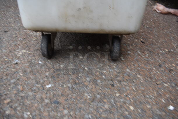 White Poly Ingredient Bin w/ Metal Lid on Commercial Casters. - Image 5 of 5