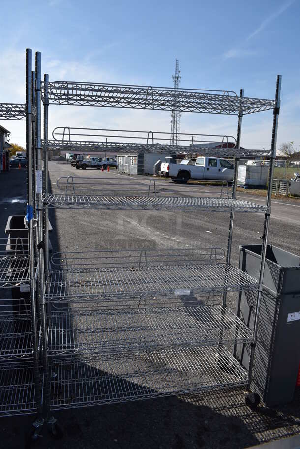 Chrome Finish 6 Tier Wire Shelving Unit on Commercial Casters. BUYER MUST DISMANTLE. PCI CANNOT DISMANTLE FOR SHIPPING. PLEASE CONSIDER FREIGHT CHARGES. 48x19x76.5 - Image 2 of 4