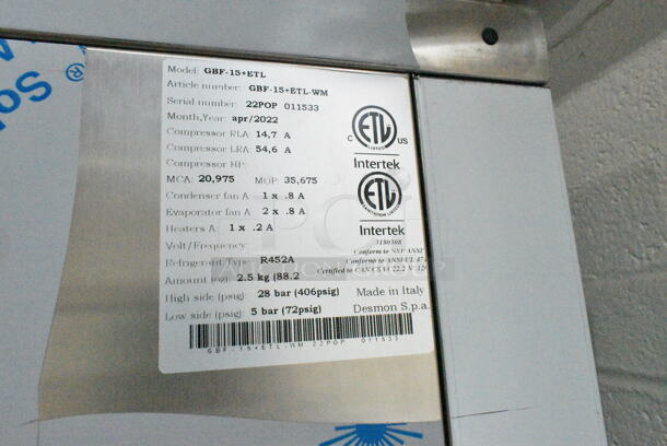 BRAND NEW SCRATCH AND DENT! 2022 Desmon GBF-15+ETL Stainless Steel Commercial Blast Chiller Shock Freezer w/ 4 Probes. 230 Volts, 3 Phase. - Image 7 of 7