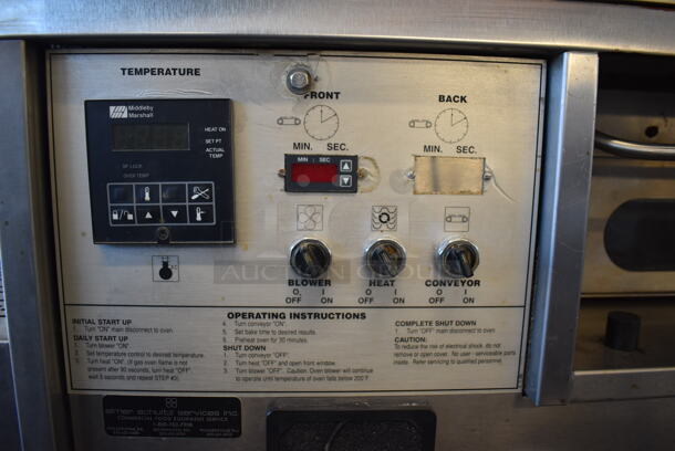 2 Middleby Marshall PS570G S Stainless Steel Commercial Natural Gas Powered Conveyor Pizza Oven on Commercial Casters. Unit has NEW Switches and Belts! 170,000 BTU. 109x56x62. 2 Times Your Bid! Tested and Working! - Image 5 of 10