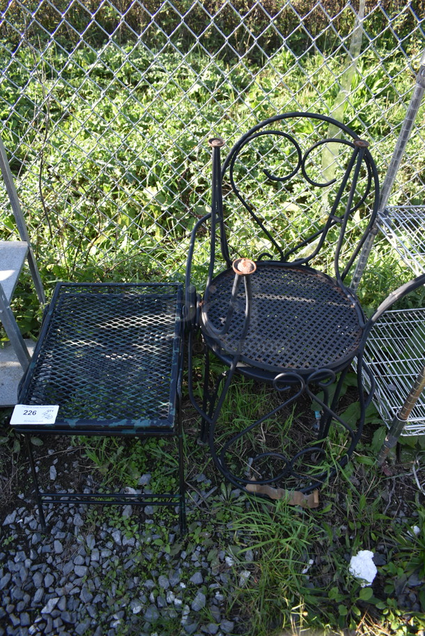3 Black Metal Mesh Patio Items; 2 Chairs and 1 End Table. 3 Times Your Bid!