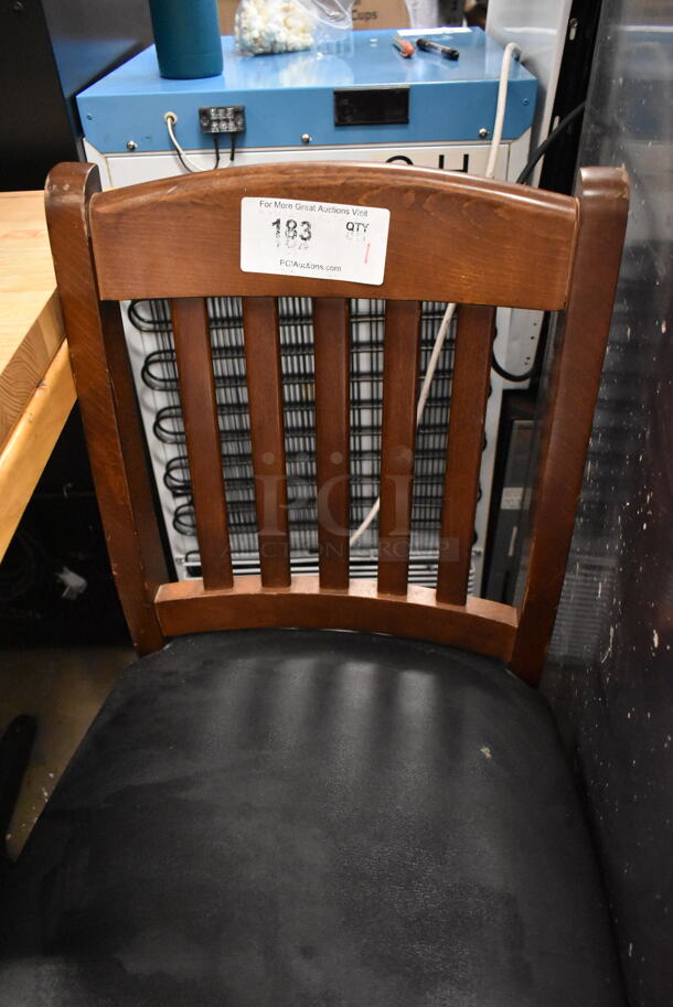 Wooden Dining Height Chair w/ Black Seat Cushion. - Image 3 of 4