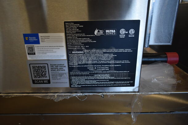 BRAND NEW SCRATCH AND DENT! Cooking Performance Group CPG 351GTUCPG72N Ultra Series Stainless Steel Commercial Countertop 72" Chrome Plated Natural Gas 6-Burner Flat Top Griddle. 180,000 BTU - Image 5 of 7