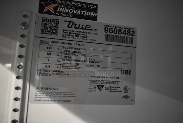 2018 True GDM-26-HC Metal Commercial Single Door Reach In Cooler Merchandiser w/ Poly Coated Racks. 115 Volts, 1 Phase. Tested and Working! - Image 4 of 4