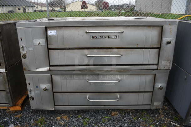 2 Bakers Pride Y600 Stainless Steel Commercial Natural Gas Powered Single Deck 6 Pizza Pie Width Pizza Oven. 78x44x56. 2 Times Your Bid!