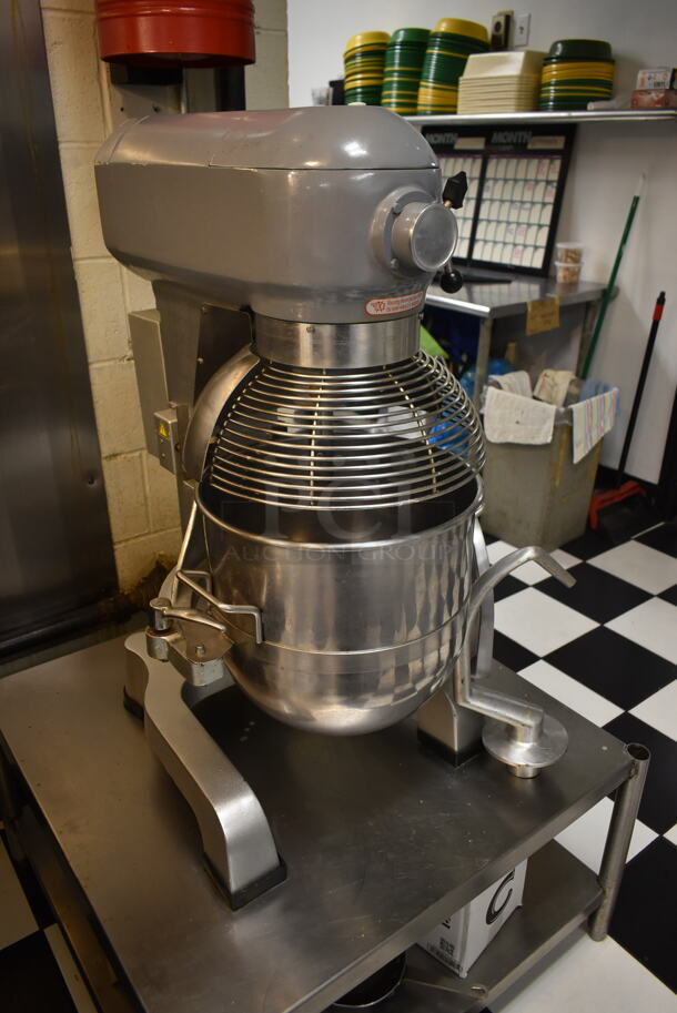 Adcraft PM-30 Metal Commercial Countertop 30 Quart Planetary Dough Mixer w/ Stainless Steel Mixing Bowl, Bowl Guard, Paddle, Whisk and Dough Hook Attachments. 120 Volts, 1 Phase. Tested and Working! (kitchen)  - Image 3 of 8