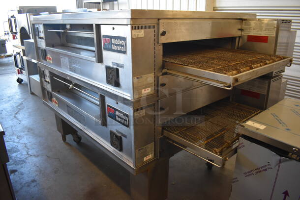 2 Middleby Marshall PS570G S Stainless Steel Commercial Natural Gas Powered Conveyor Pizza Oven on Commercial Casters. Unit has NEW Switches and Belts! 170,000 BTU. 109x56x62. 2 Times Your Bid! Tested and Working! - Image 9 of 10