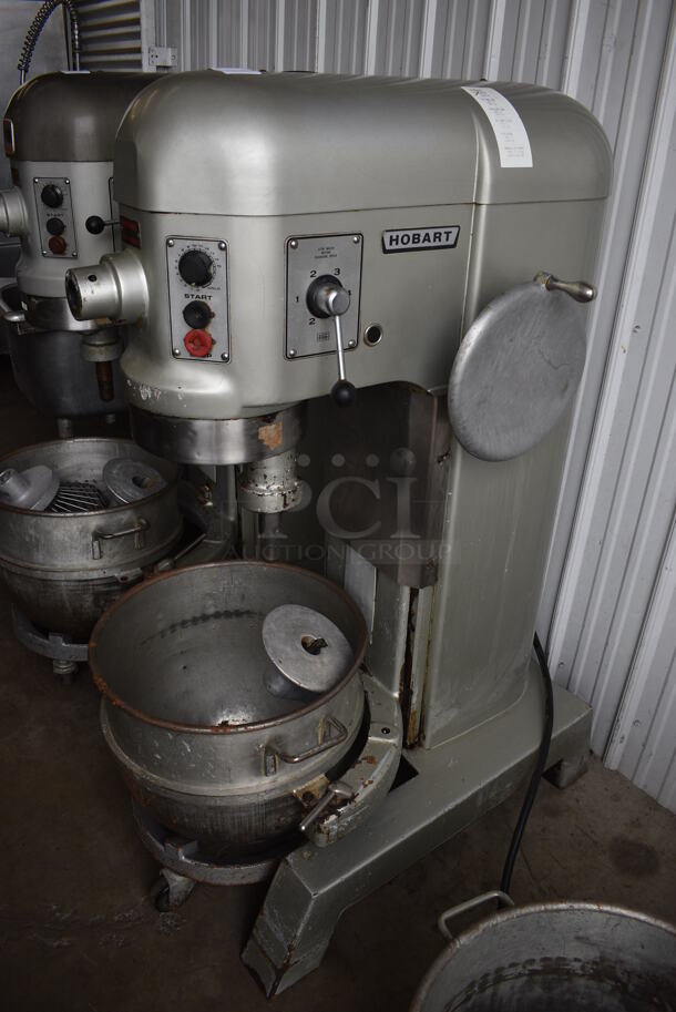 Hobart Model H 600T Metal Commercial Floor Style 60 Quart Planetary Mixer w/ Metal Mixing Bowl, Mixing Bowl Dolly and Dough Hook Attachment. 230 Volts, 1 Phase. 29x43x56 - Image 2 of 11