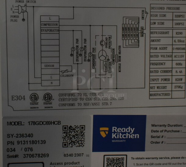 BRAND NEW SCRATCH AND DENT! 2023 Avantco 178GDC69HCB Metal Commercial 3 Door Reach In Cooler Merchandiser w/ Poly Coated Racks. 115 Volts, 1 Phase. Stock Picture Used as Gallery. Tested and Working! - Image 6 of 9