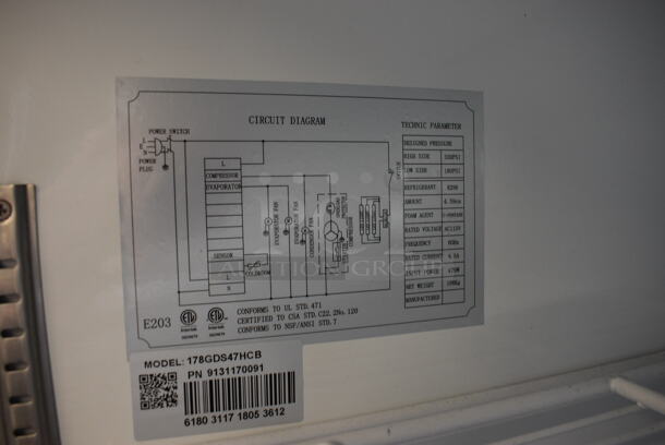 Avantco Model 178GDS47HCB Metal Commercial 2 Door Reach In Cooler Merchandiser w/ Poly Coated Racks on Commercial Casters. 115 Volts, 1 Phase. 52x32x83. Tested and Working! - Image 4 of 6