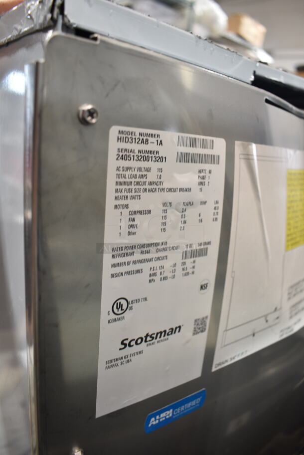 BRAND NEW SCRATCH AND DENT! 2024 Scotsman HID312AB-1A Stainless Steel Commercial Countertop Meridian Ice Machine and Water Dispenser with Push Button Dispensing - 12 lb. Bin Storage. 115 Volts, 1 Phase.  - Image 7 of 7