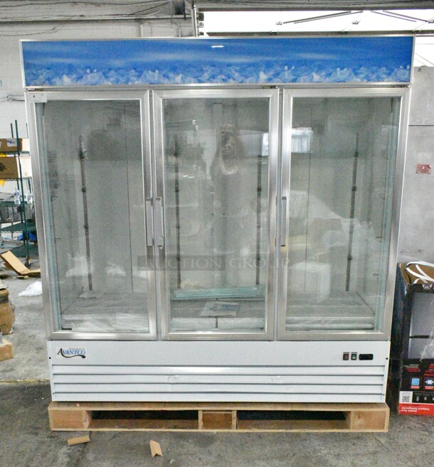 BRAND NEW SCRATCH AND DENT! 2023 Avantco 178GDC69HCW 78 1/4" White Customizable Swing Glass Door Merchandiser Refrigerator with LED Lighting. 115 Volts, 1 Phase. Tested and Working! - Image 3 of 12