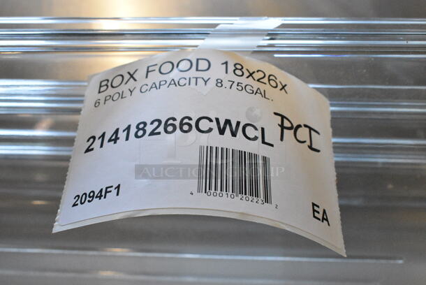 Lot of BRAND NEW SCRATCH AND DENT! Clear Poly Items Including 3 Cambro 18266CW135 Camwear 26" x 18" x 6" Clear Polycarbonate Food Storage Box, Poly Lid.   - Image 4 of 6