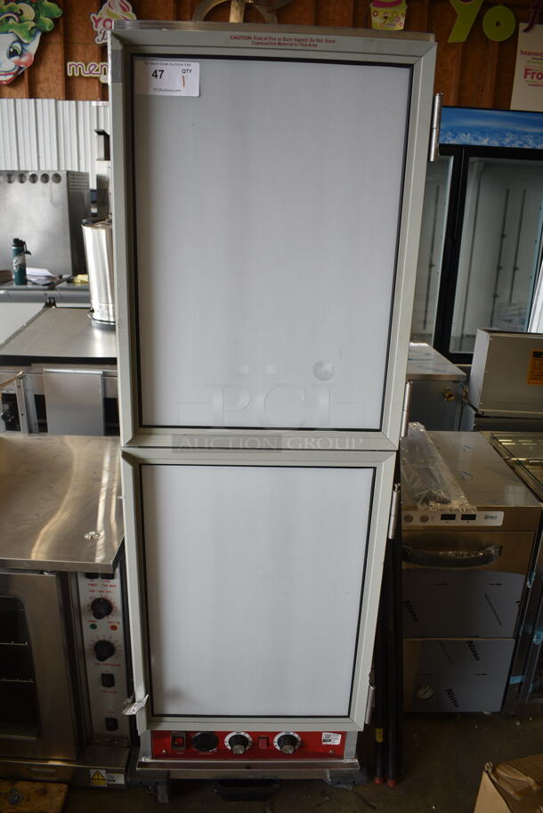 BRAND NEW SCRATCH AND DENT!  Avantco 177HPI1836DC Metal Commercial  Full Size Insulated Heated Holding / Proofing Cabinet with Clear Dutch Doors on Commercial Casters. 120 Volts, 1 Phase. Tested and Working! - Image 2 of 8