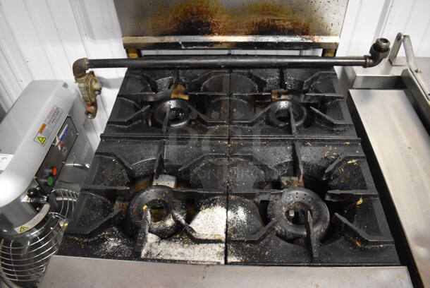 American Range Stainless Steel Commercial Natural Gas Powered 4 Burner Range w/ Oven, Over Shelf and Back Splash. 24x33x60 - Image 4 of 6