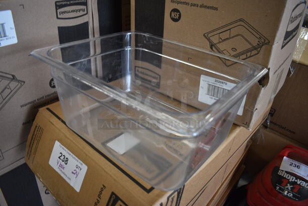 ALL ONE MONEY! Lot of 18 BRAND NEW IN BOX! Rubbermaid Clear Poly Half Size Drop In Bins. 1/2x6 - Image 2 of 3