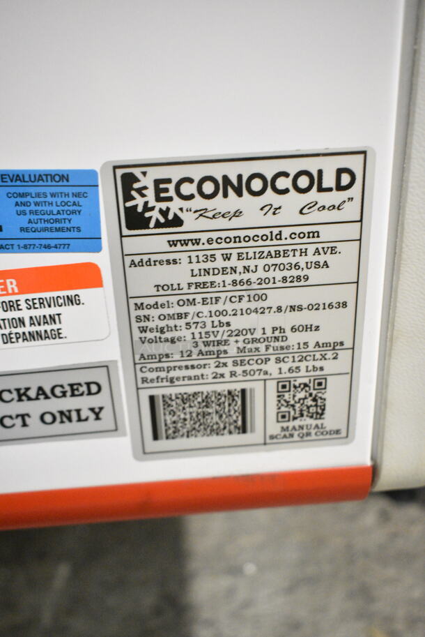 BRAND NEW SCRATCH AND DENT! Econocold OM-EIF/CF100 Metal Commercial Floor Style Self Contained Island Fridge. 115/220 Volts, 1 Phase. Tested and Does Not Power On - Image 7 of 7