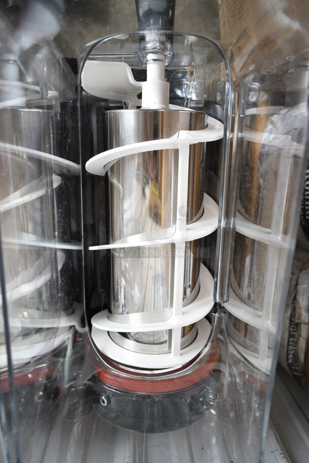 BRAND NEW SCRATCH AND DENT! Narvon SM3 Stainless Steel Commercial Triple 3 Gallon Pourover Granita / Slushy / Frozen Beverage Dispenser. Has Different Lids Than Gallery. 115 Volts, 1 Phase. Tested and Working! - Image 8 of 10