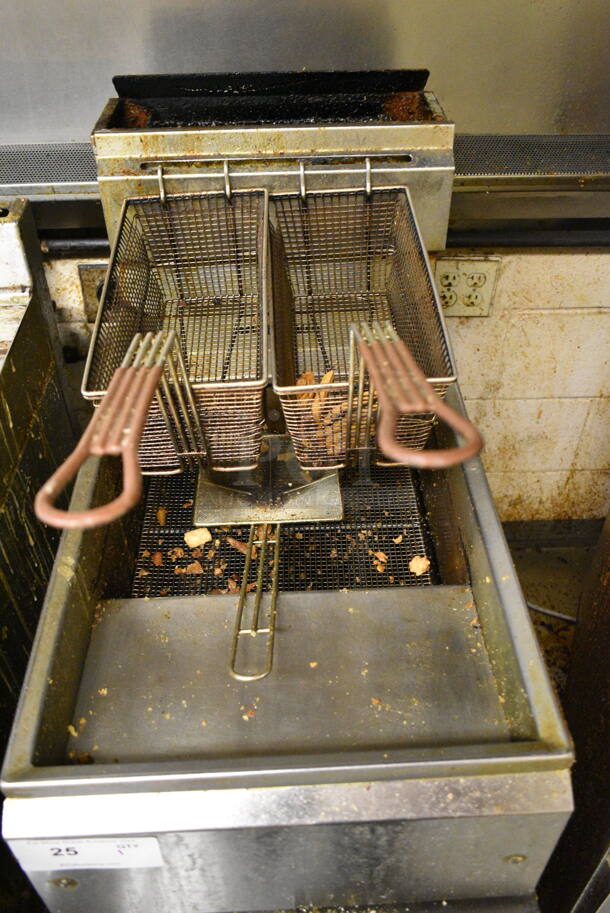 Imperial Stainless Steel Commercial Floor Style Natural Gas Powered Deep Fat Fryer w/ 2 Metal Fry Baskets. This Unit Was In Working Condition When the Restaurant Closed. (kitchen) - Image 6 of 6