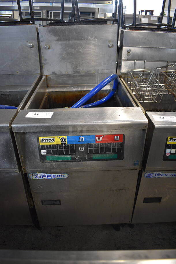 2016 Pitco SSH60W Supreme Commercial Stainless Steel Natural Gas Floor Fryer On Commercial Casters. BTU 100,000