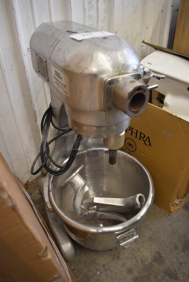 Hobart A-200-D Metal Commercial 20 Quart Planetary Dough Hook w/ Stainless Steel Mixing Bowl, Dough Hook and Paddle Attachments. 115 Volts, 1 Phase. 16x20x30. Tested and Working! - Image 3 of 7