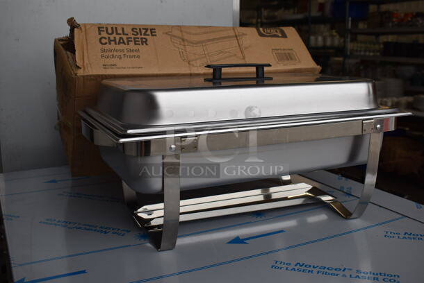 10 BRAND NEW IN BOX! Choice Aluminum 8 Quart Full Size Chafing Dish w Drop In and Lid. 23x14.5x12. 10 Times Your Bid! - Image 2 of 6