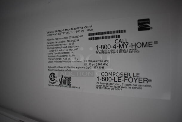 Kenmore 253.60412610 Metal Cooler Freezer Combo Unit. 120 Volts, 1 Phase. 30x30x66. Tested and Working! - Image 8 of 8