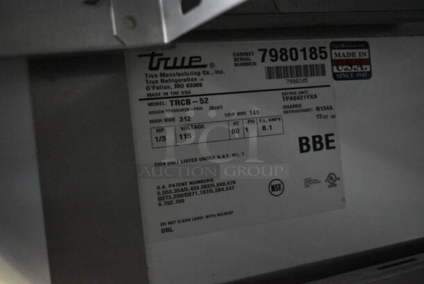 2014 True TRCB-52 Stainless Steel Commercial 2 Drawer Chef Base on Commercial Casters. 115 Volts, 1 Phase. Tested and Working! - Image 5 of 5