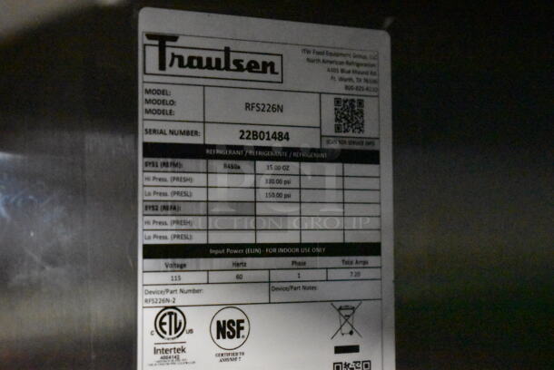 BRAND NEW! 2022 Traulsen RFS226N Commercial Stainless Steel Electric Two-Sectioned Drawered Fish/Poultry File Cooler With Plastic Pans And Perforated Inserts On Commercial Casters. 115V, 1 Phase. Tested And Working!  - Image 8 of 10