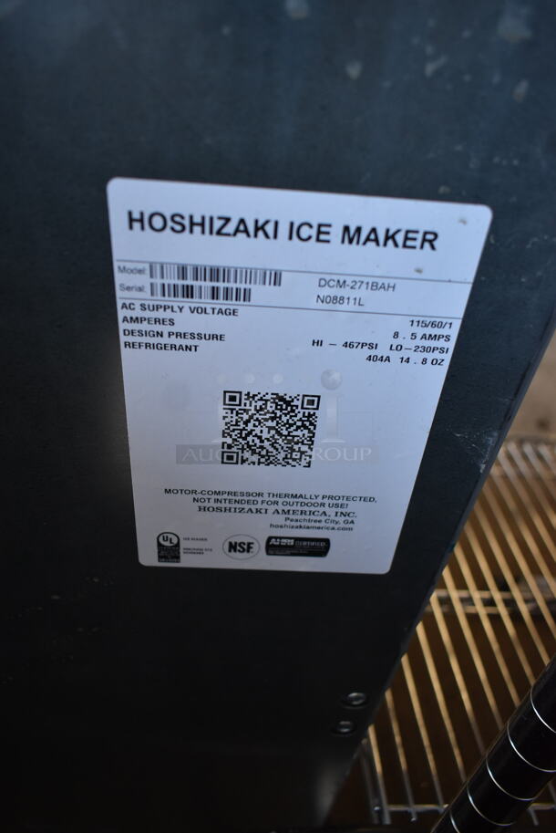 BRAND NEW SCRATCH AND DENT! 2023 Hoshizaki DCM-271BAH Stainless Steel Commercial Countertop Ice Maker and Water Dispenser - 10 lb. Storage. Front Panel Doesn't Stay On. 115 Volts, 1 Phase.  - Image 7 of 7