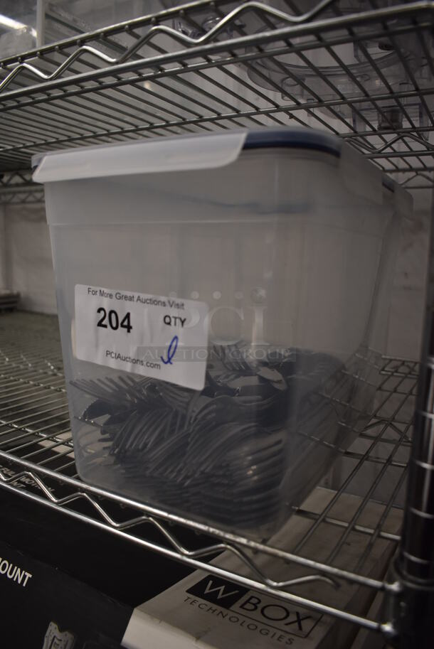 ALL ONE MONEY! Lot of Various Silverware in Clear Bin - Image 2 of 4