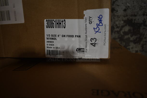 3 Boxes of 6 BRAND NEW! Carlisle 30861HH13 StorPlus 1/3 Size Amber High Heat Plastic Food Pan with (2) Handles - 4" Deep. 3 Times Your Bid! - Image 2 of 3