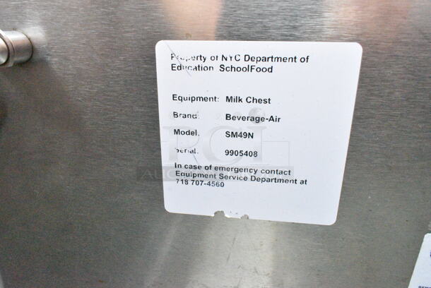 Beverage Air SM49N Stainless Steel Commercial Milk Cooler on Commercial Casters. 115 Volts, 1 Phase.  - Image 8 of 8