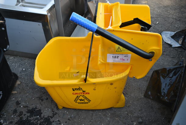 BRAND NEW SCRATCH AND DENT! Lavex Yellow Poly Mop Bucket w/ Wringing Attachment.  - Image 7 of 7