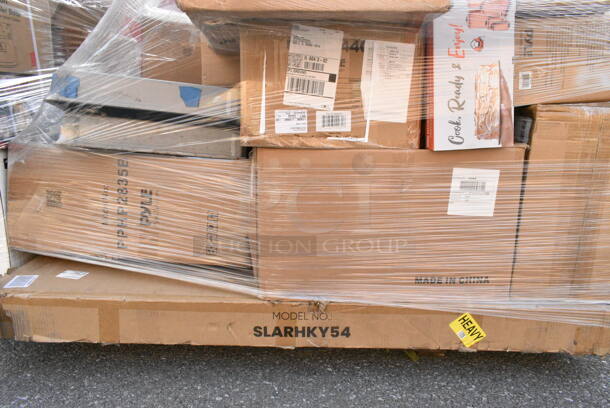 18 IN ORIGINAL BOX! Items Including SLARHKY54 SereneLife 58" Air Hockey Game Table with Motor, Pyle PPHP2835B Dual 8 Inch Portable Speaker, Gray Poly Dough Bins, Pyle 300-Watt Bluetooth Soundbar PSBV200BT. 18 Times Your Bid!  - Image 2 of 7