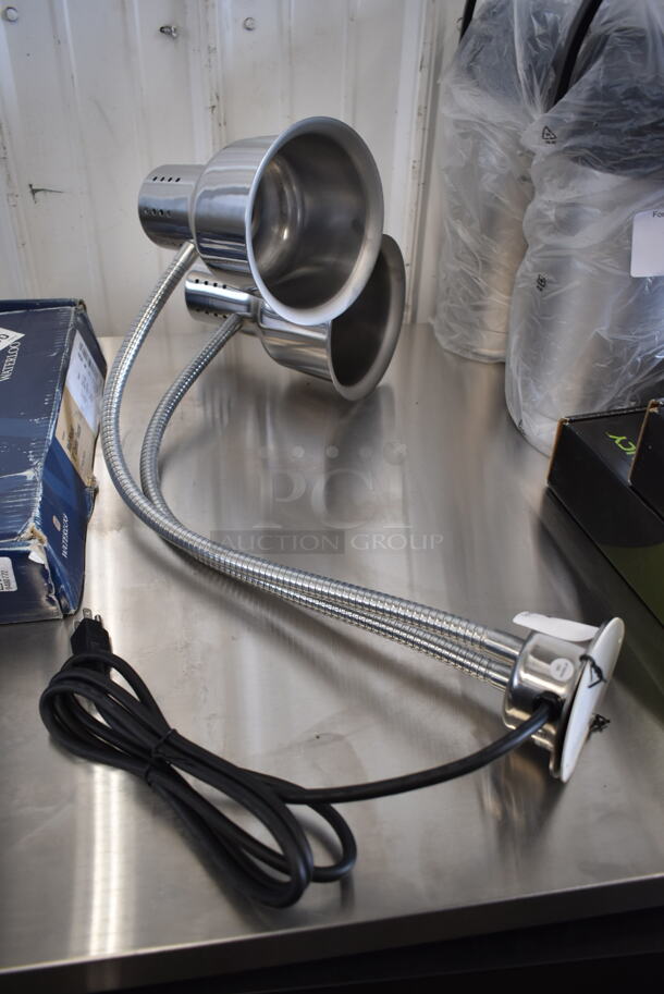 BRAND NEW SCRATCH AND DENT! Metal 2 Head Warming Lamp. Tested and Working! - Image 1 of 4